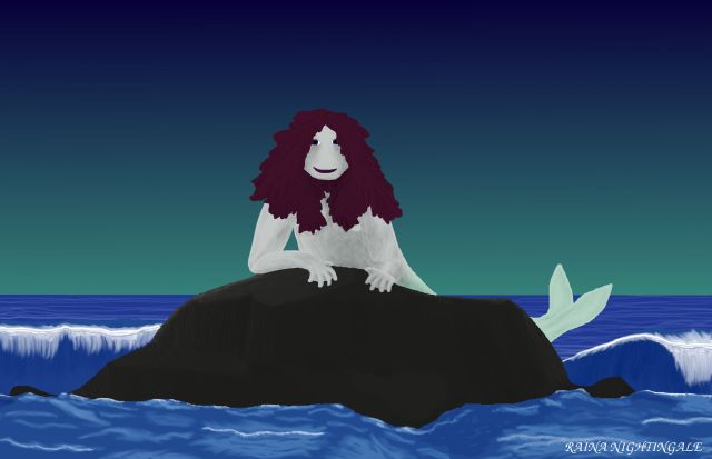 an alaeran mermaid on a rock in the ocean