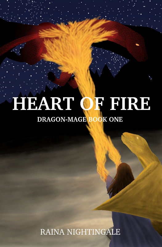 Heart of Fire by Raina Nightingale, a high-epic dragon fantasy with a focus on relationships and minimal violence. Contains a sibling bond, enemies-to-allies, and twists on the chosen one trope.