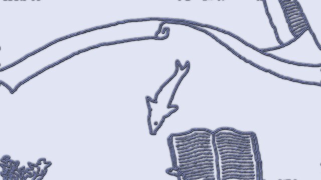 A plaque on the library in Eskelia. Sea Elves. Concept art by Raina Nightingale. 