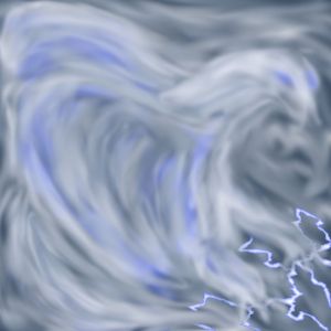 Fantasy art by Raina Nightingale. A storm spirit.