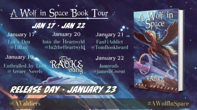 A Wolf in Space Book Tour Graphic.